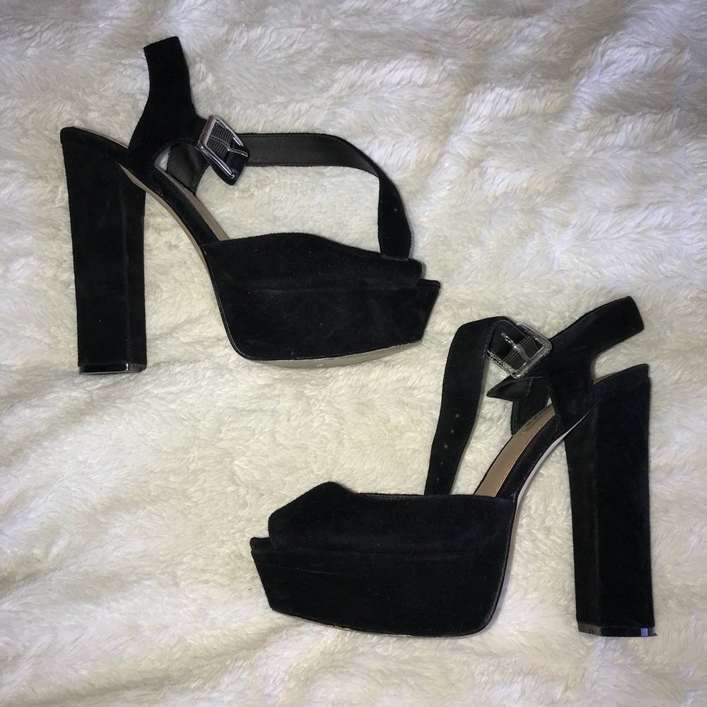 Steve Madden Black Suede Platform Heels